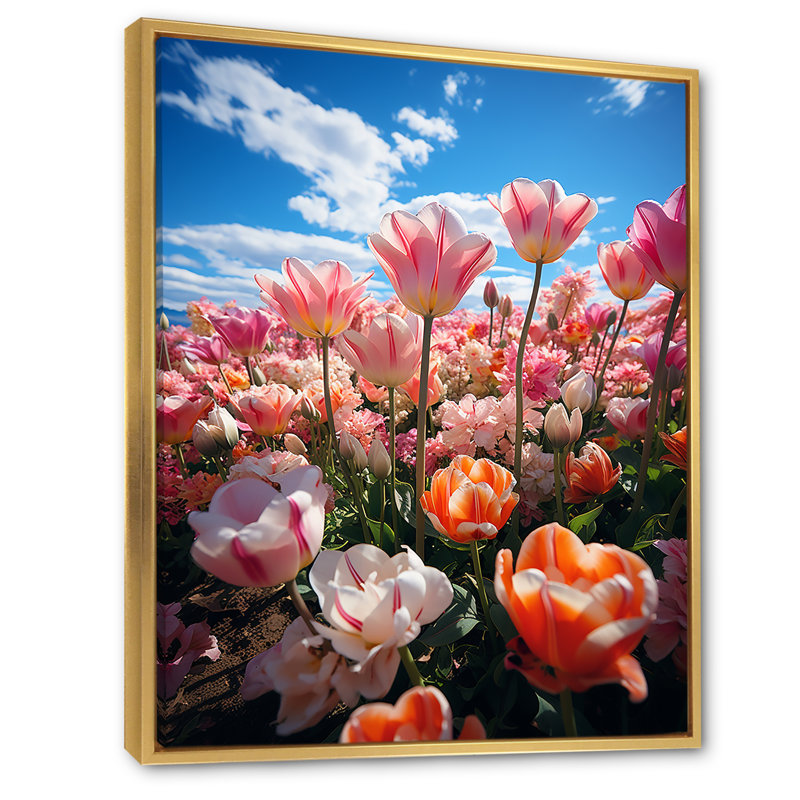Tulipes «Fields of Color II», impressions murales florales, H 20 po x l 12 po x P 1 po, Cadre flottant doré