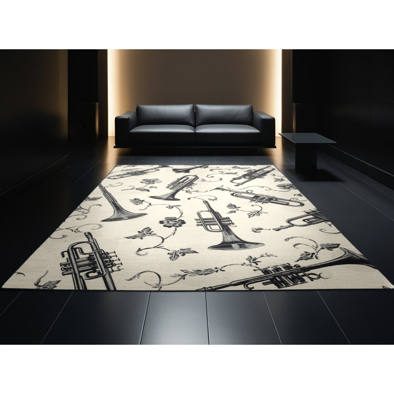 Tapis beige délavé à la machine Orfelinda, 8 x 12