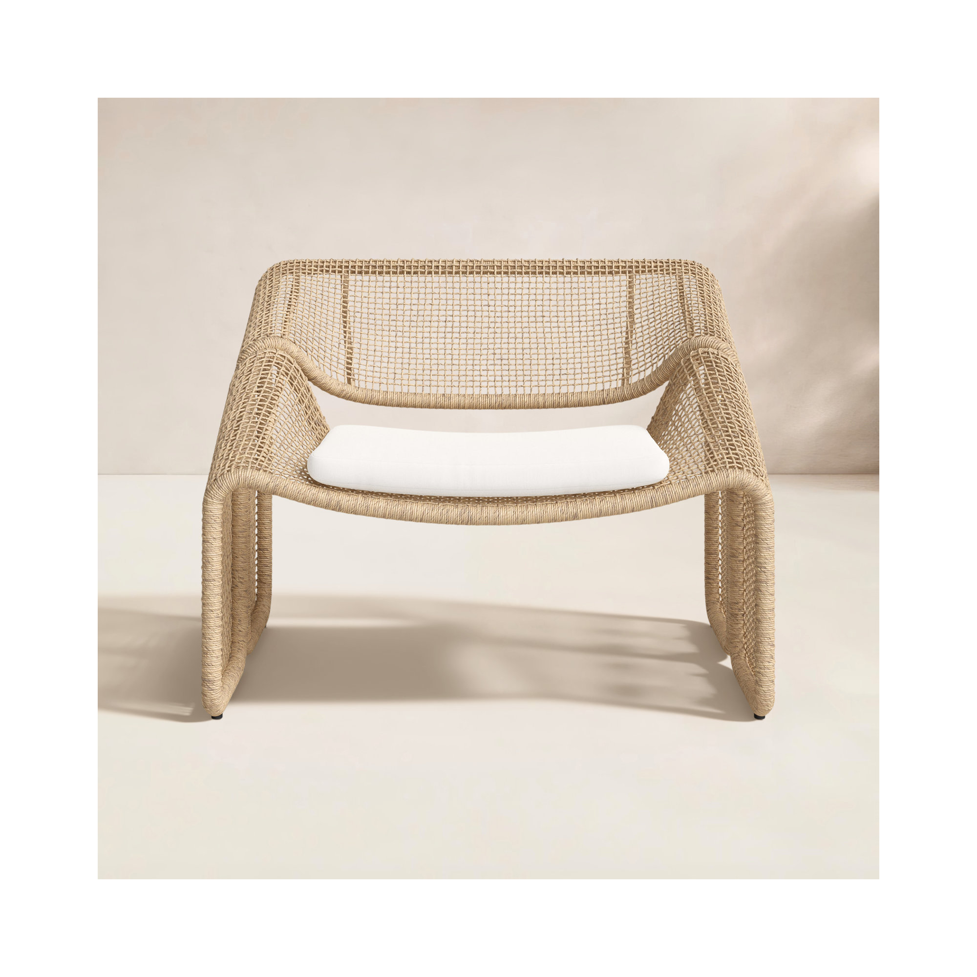 Aliza Wicker Outdoor Lounge Chair, Venao Ivory/Faux Hyacinth