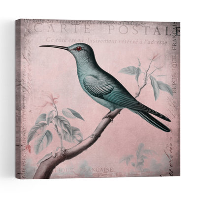 Affiche murale contemporaine représentant un colibri bleu botanique