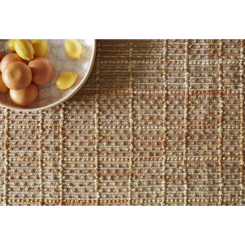 Tapis mandarine tissé à la main Pangkal Pinang, Rectangle 3 pi 6 po x 5 pi 6 po