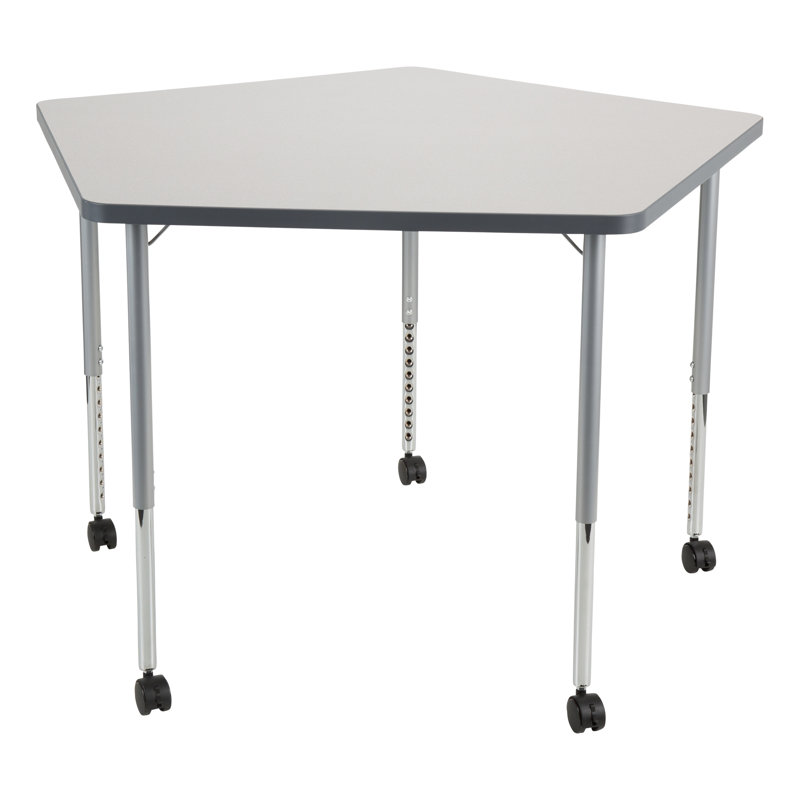 Structure Series Pentagon Adjustable Height Mobile Collaborative Activity Table with Casters, gris, gris