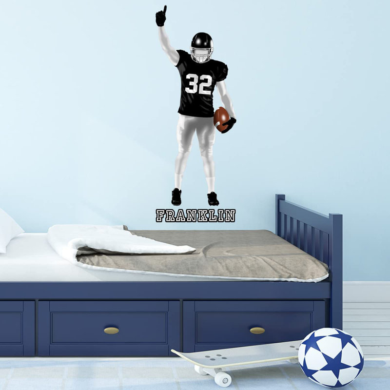 Adhésif décoratif footballeur, Noir, H 20 po x l 8 po, Oui
