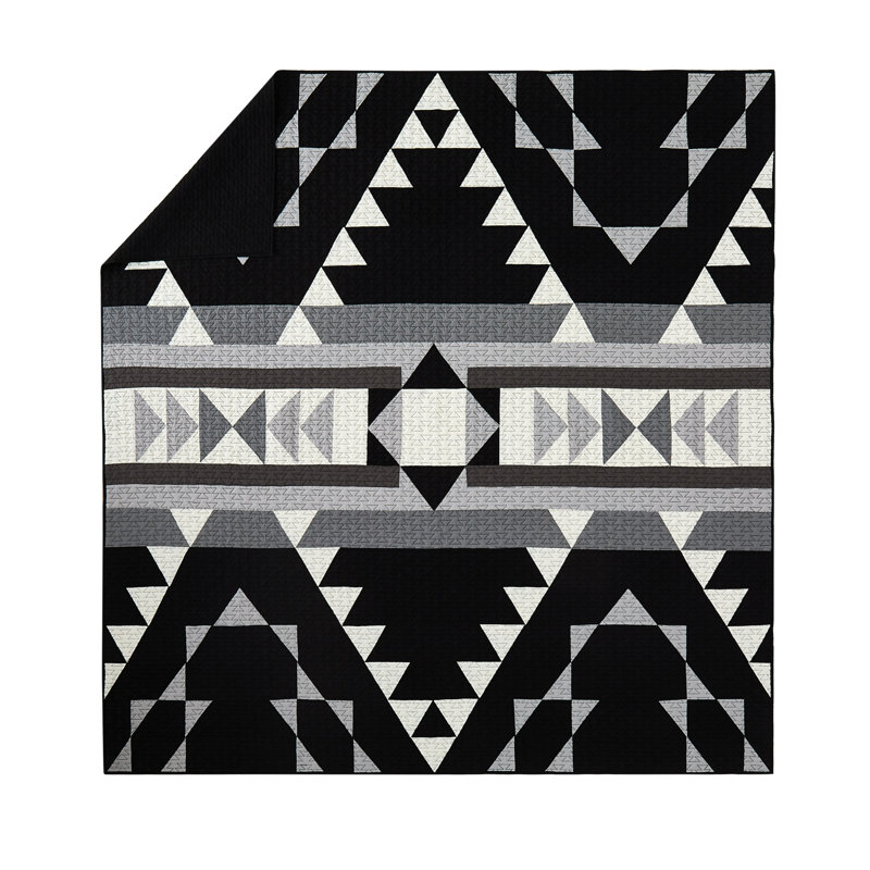 Shadow Peak Black and Gray Cotton Full Quilt Set