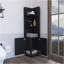 Armoire de coin de 62 po de hauteur avec tablette à 3 niveaux et 2 portes, noir