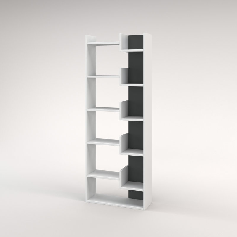 Bibliothèque géométrique Sinquefield H 64,17 "x l 23,82", Gris anthracite / blanc