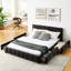 Grand lit tapissier gris foncé avec tête de lit - Compartiment de rangement Comfort Range-1767889534