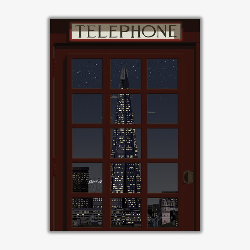 London Telephone Box 8 - Print, No Framed, 50cm H x 40cm W x 3cm D