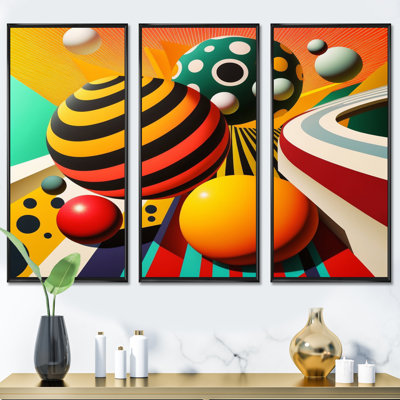 Pop Art Colorful Spheres I - 3 pièces sur toile
