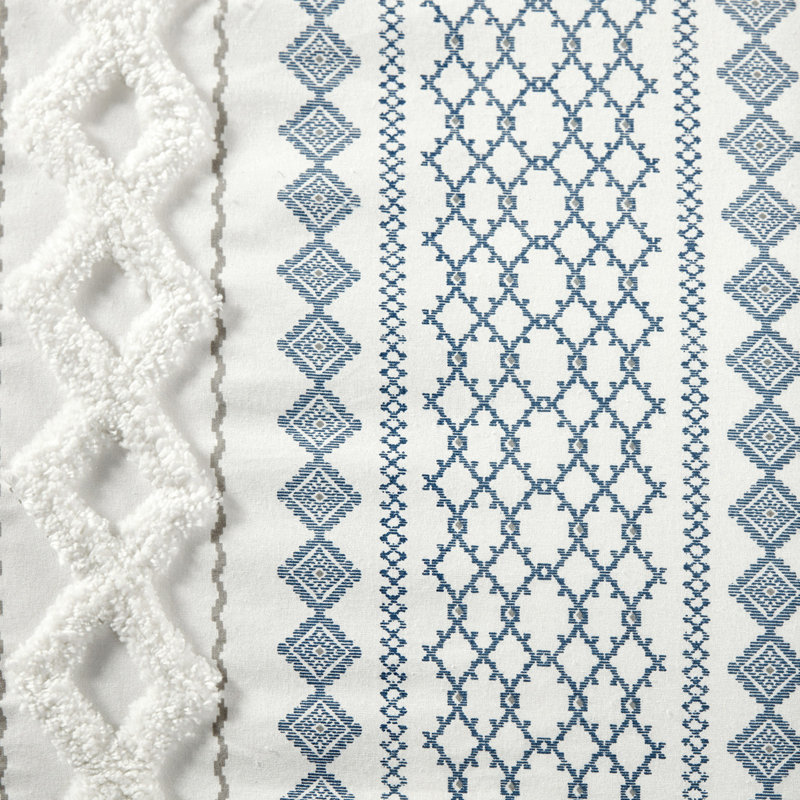 Housse de couette en coton très grand / très grand - chenille, motifs géométriques, sans produits chimiques avec multicolore, 4 attaches de coin, literie chaude et douce