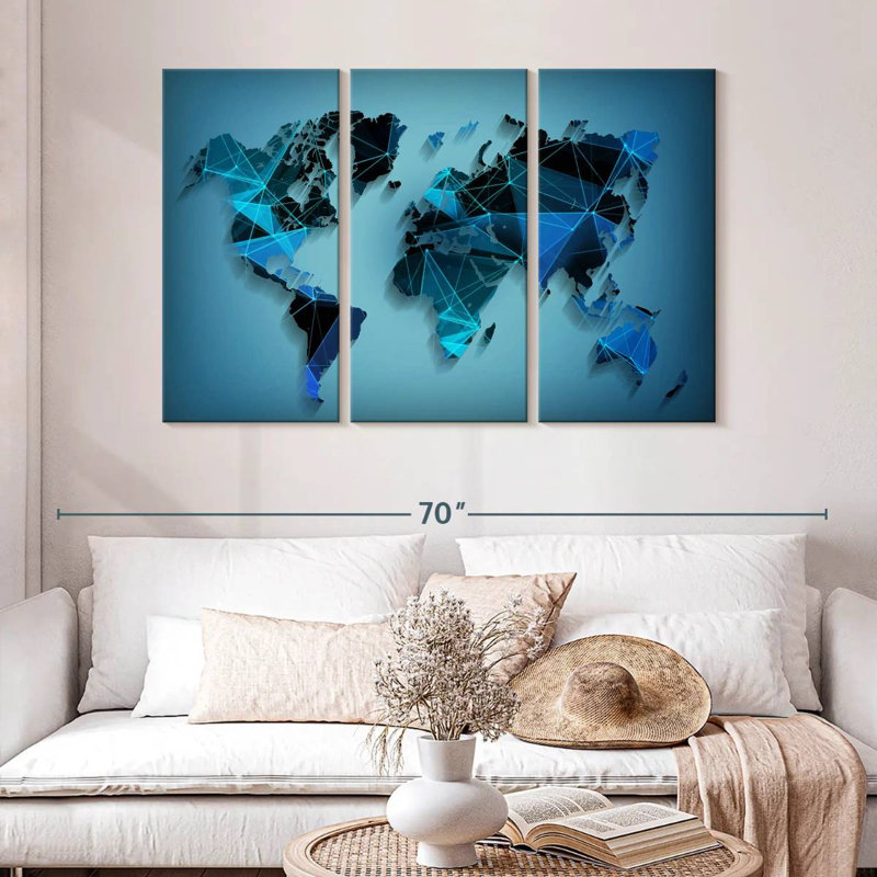 Aliaz Network Technology World Map, 32" H x 50" W