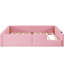 Lit plateforme simple tapissier rose avec station de charge et garde-corps