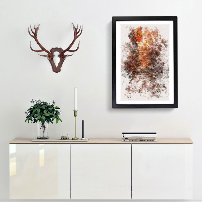 The Woodland Stream - Picture Frame Graphic Art, 33cm H x 24cm W x 2cm D, Black Framed