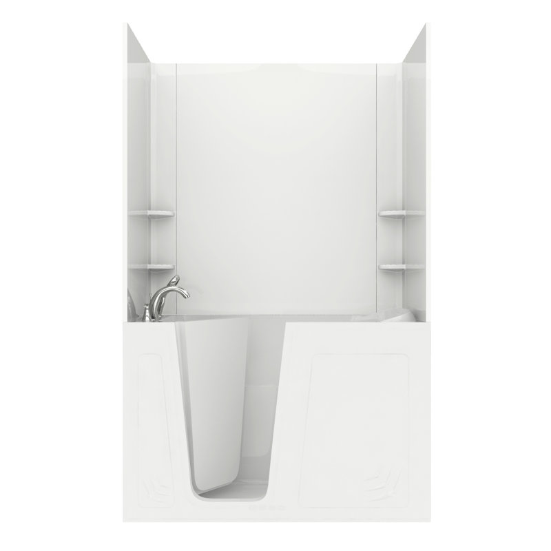 Aspen 60'' x 32'' Whirlpool Acrylic Bathtub with Faucet, Left, White