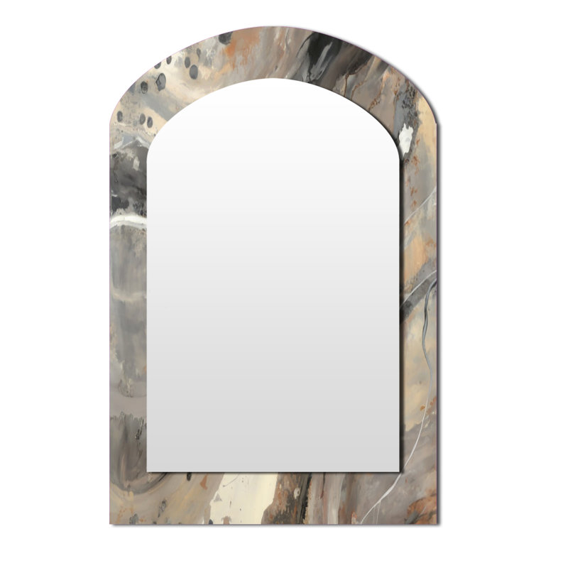 Morning Effervescence III - Abstract Asymmetrical Wall Mirror, Modern Arch Decorative Mirror, Printed Metal Art, 43" x 33"