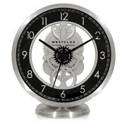 Westclox 6.5" Brushed Metal Gear Analog Quartz Table Clock
