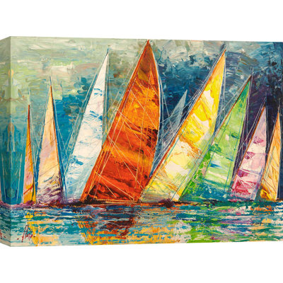 Multi-Coloured Sails by Luigi Florio - Wrapped Canvas Print