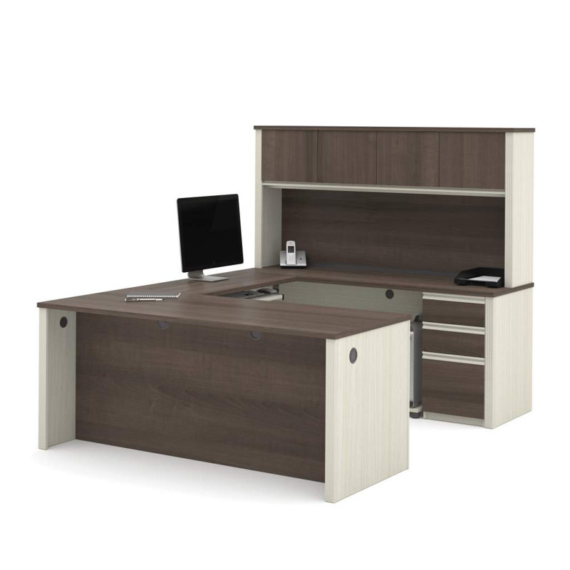 Padro U-Shaped Computer Desk, White Chocolate & Antigua