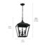 Suspension Dame à 2 lumières, noire texturée, avec abat-jour en verre transparent-70048152