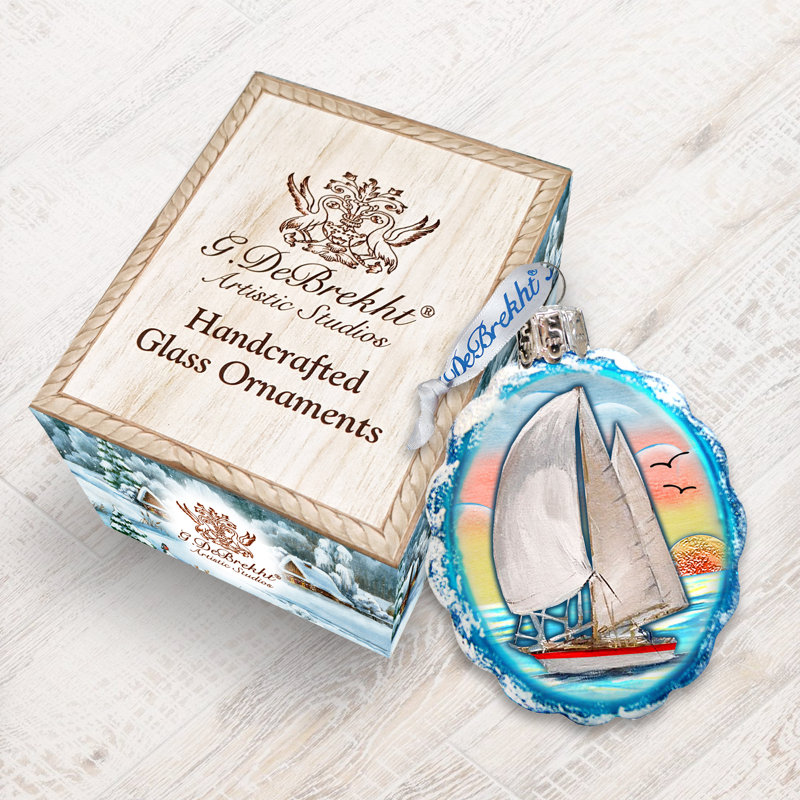 Ornement floral en verre marin voilier
