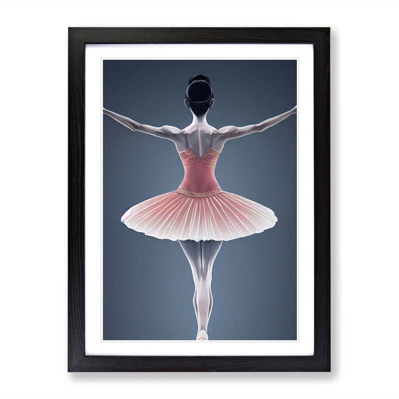 Ballerina Poised - Single Picture Frame Painting, Black Framed, 64cm H x 46cm W x 2cm D