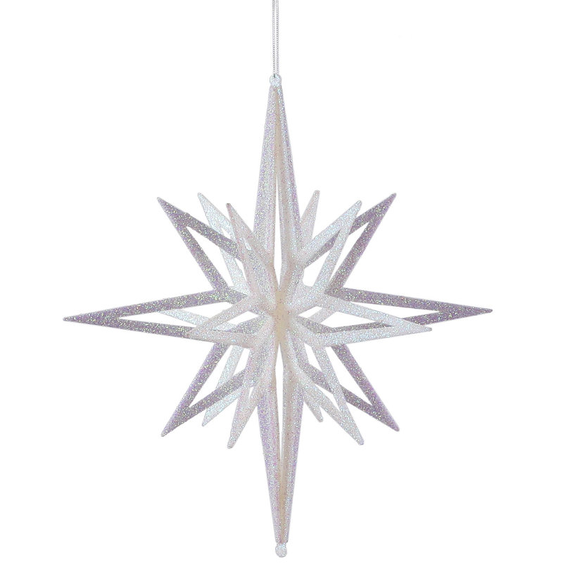 Ornement étoile scintillante Vickerman 3D, Blanc, H 16 po x l 14 po x P 14 po
