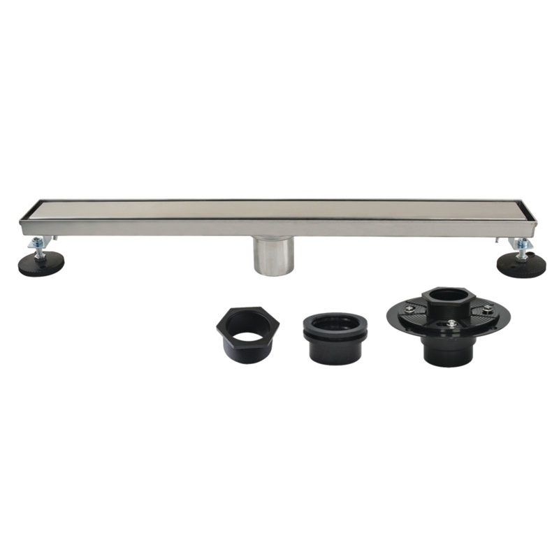 24-Inch Brushed Nickel Stainless Steel Linear Shower Drain with Flange