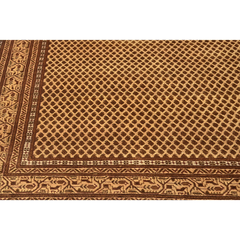 Hand Knotted Oriental Area Rug in Light Beige/Brown