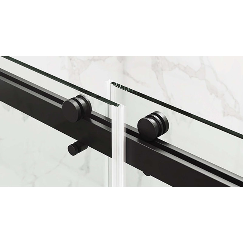 Porte de douche sans cadre, porte de douche coulissante double avec verre trempé épais 3/8 po de qualité supérieure, acier inoxydable
