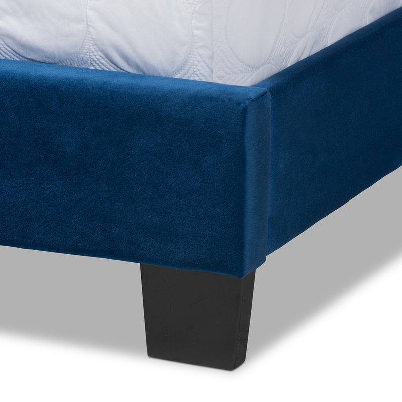 Lit-bateau tapissier Exmore, lit double, velours bleu marine l 58,70 po x L 78,90 po x H 47,00 po, Double, Bleu marine