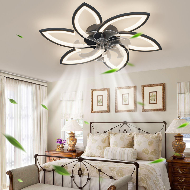 30.7In Ceiling Fan With Lights, Remote Control 3 Color Temperatures,6 Gear Wind Speed Fan Light, Black, Black