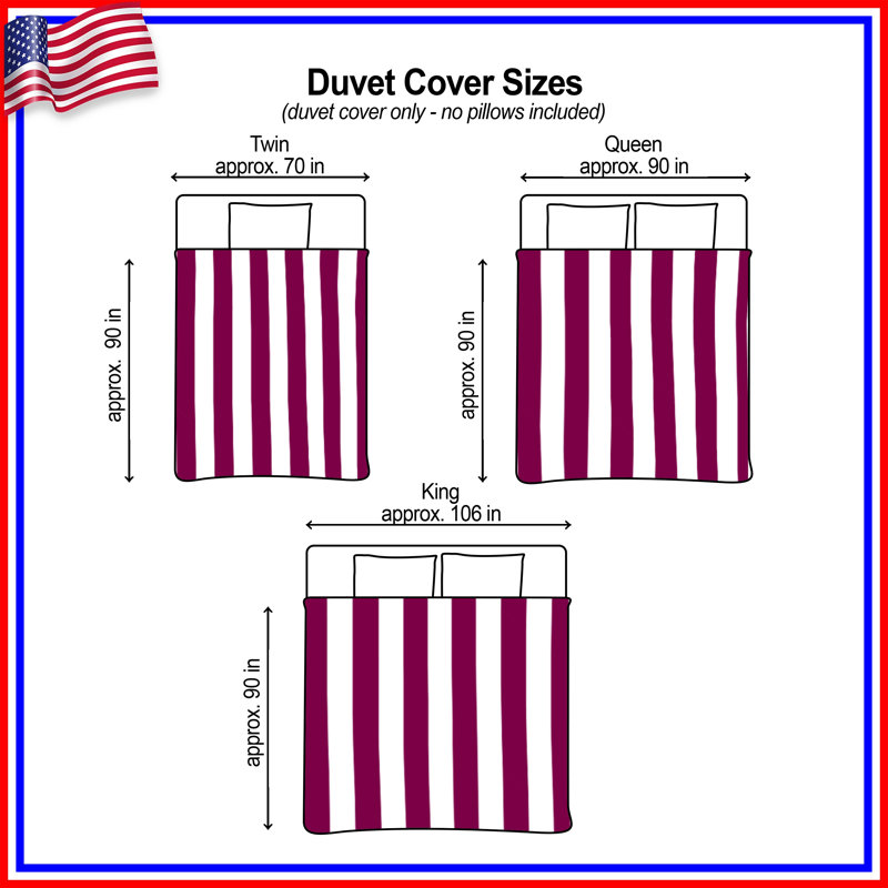White Purple Stripes Duvet Covers, Très grand lit