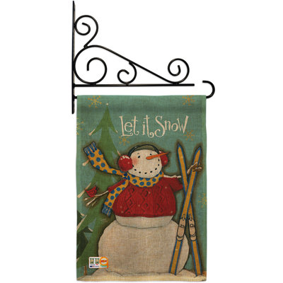 « let it snow bonhomme de neige winter wonderland », en toile jute à 2 côtés 19 po x 13 po ensemble de drapeau