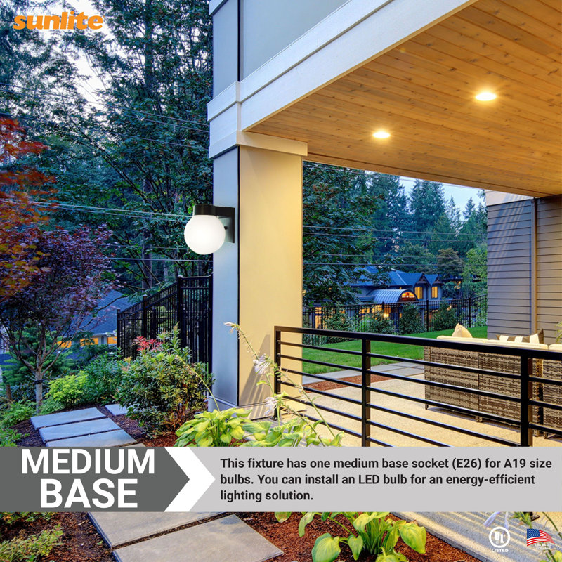 Sunlite 47000 Globe Style Outdoor Fixture, 60 Watts Max, Medium Base Socket (E26), 120 Volts