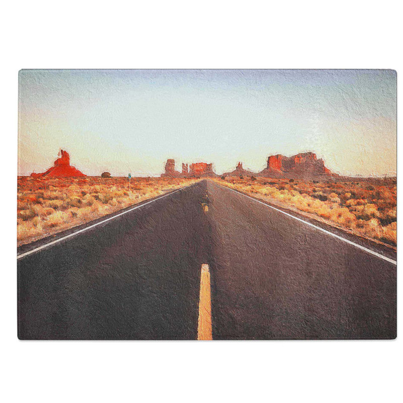Tempered Glass Road Through Arizona Chopping Board, 39 cm W x 28.5 cm L