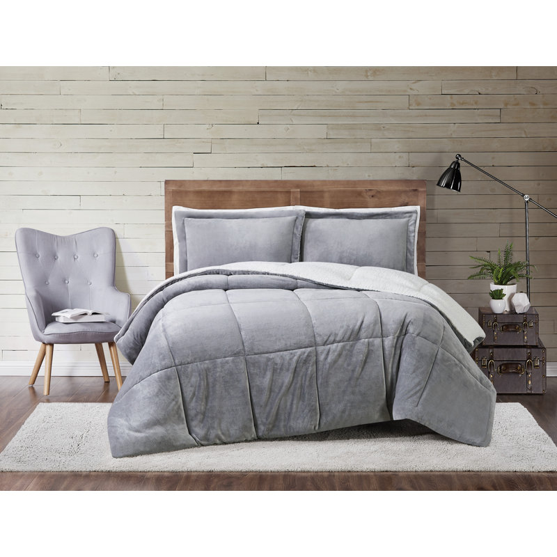 Truly Soft Cuddle Standard Polyester Comforter Set, Gray, Twin XL Comforter + 1 Sham