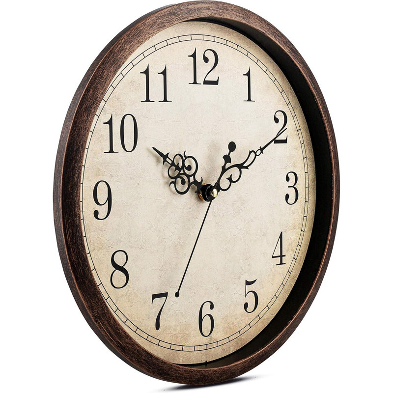 Horloge murale rétro brune silencieuse 12 pouces