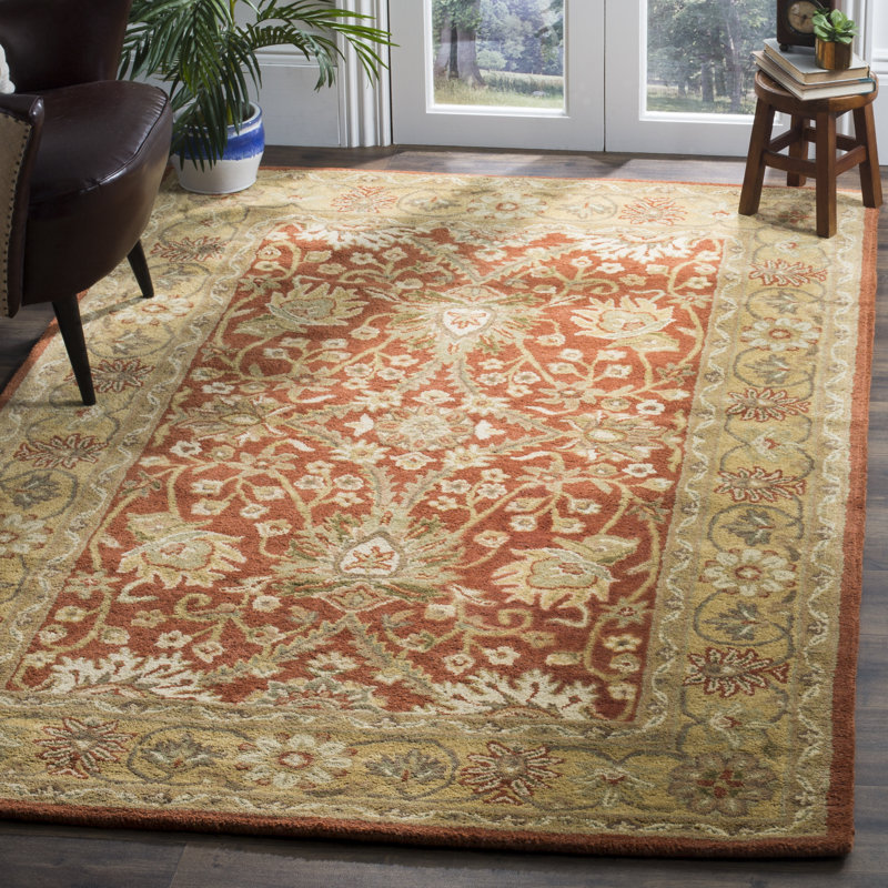 Dunbar Hand Tufted Wool/Cotton/Latex Oriental Rug in Gold/Rust, Rectangle 2'3" x 4'