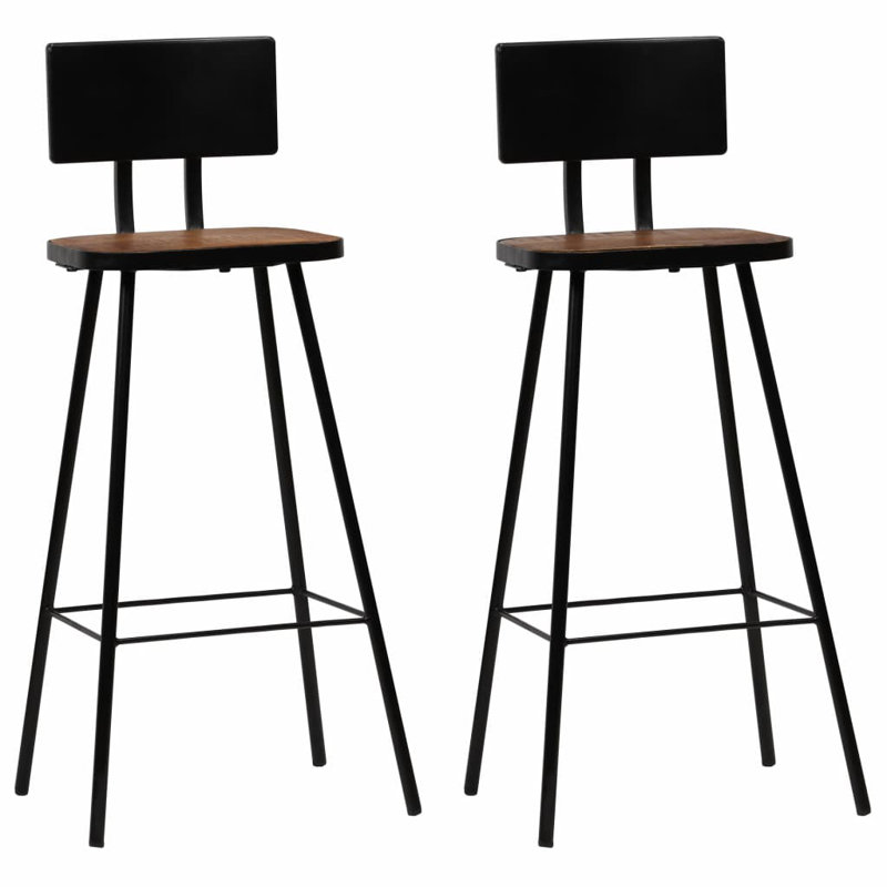 Esmeralda Bar Stools Solid Reclaimed Wood, Black/Brown