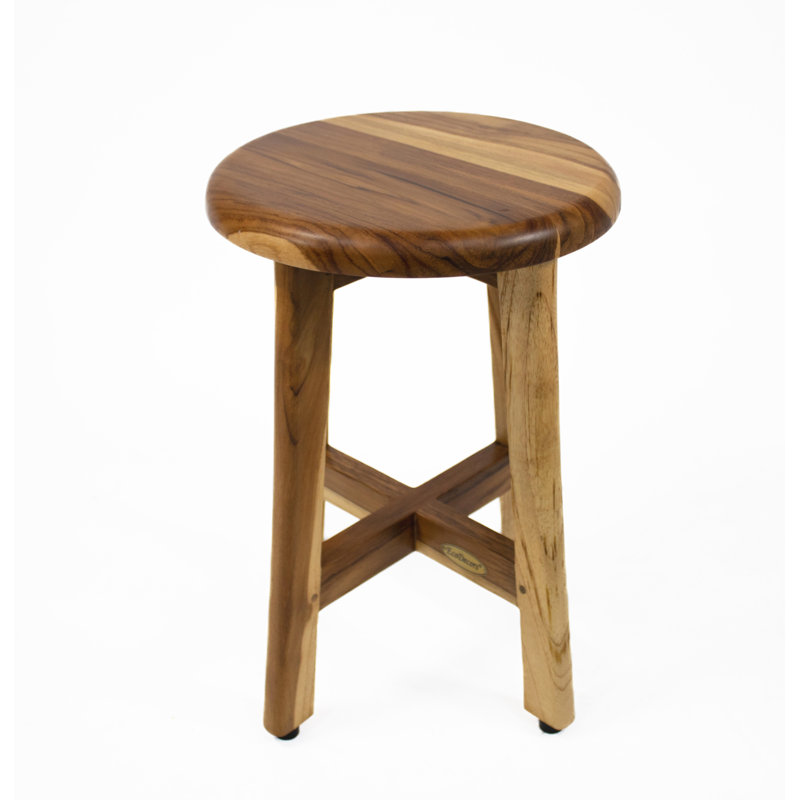 EcoDecors Shoji Teak Shower Stool 18" High Solid Teak Wood Shower Stool/Seat in Earthy Teak