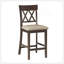 Ensemble de chaises à hauteur de comptoir brun foncé 2 pièces à double dossier en X avec dossier rembourré en tissu semblable à Lénine