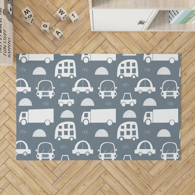 Traffic Kids Play Mat, Rectangle 5' x 7', Blue