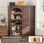 Grande armoire de rangement arquée de 70 po avec tablettes à DEL, armoire moderne en bois avec tiroirs et portes, armoire arquée polyvalente pour le salon et la chambre à coucher