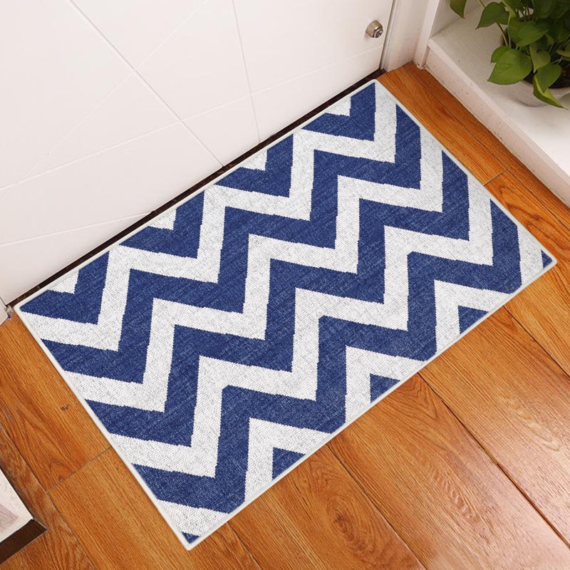 Non-Slip Chevron Indoor Doormat, Navy