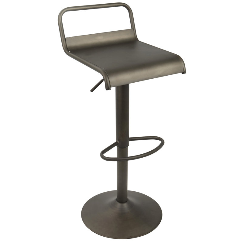 Tabouret de bar réglable industriel avec pivot, Brun