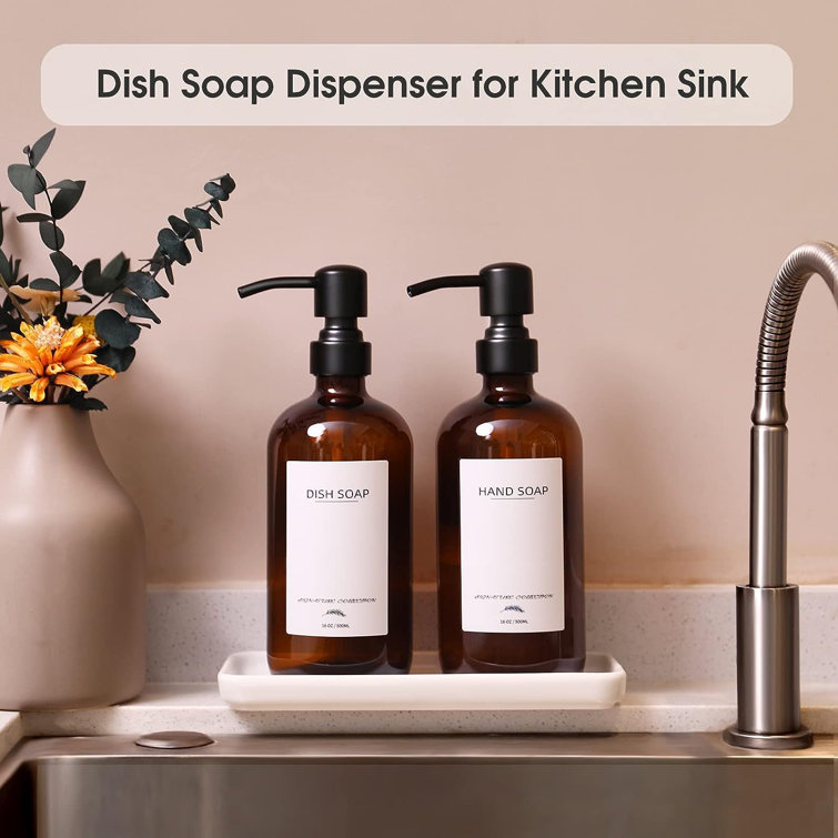 Glass and Bamboo Soap Dispenser Pure Soap 34 fl oz