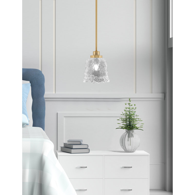 Pendentif Alirra Mini, laiton New Age, verre lave transparent de 18 cm, Clear/Brass