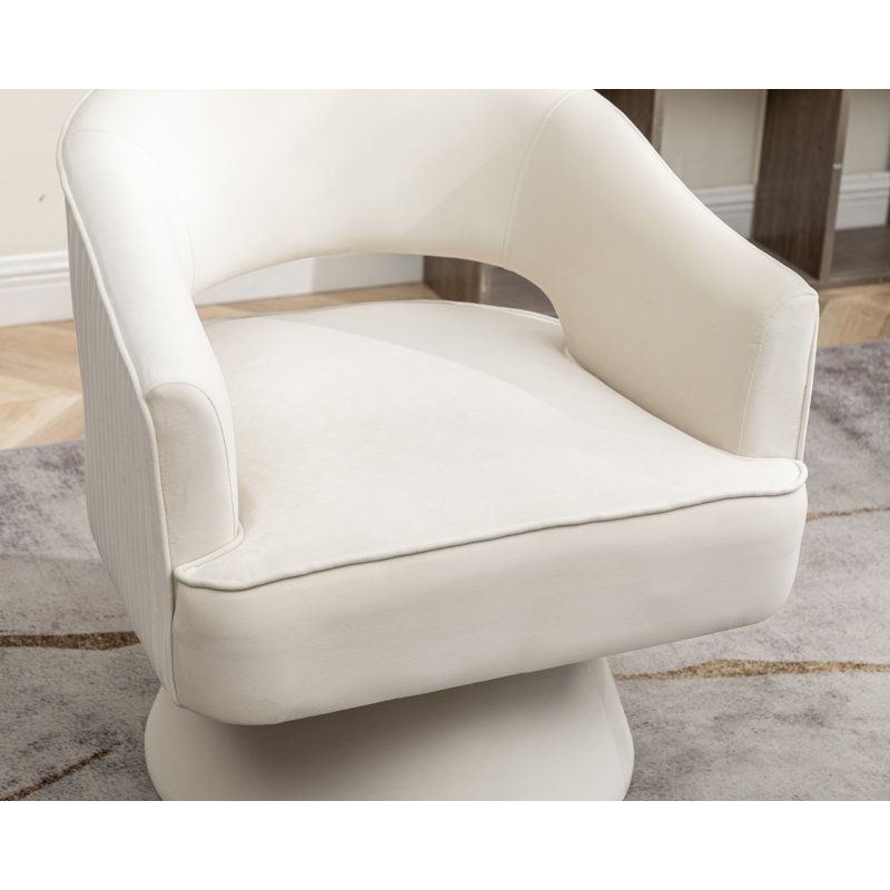Fauteuil demi-tonneau Chynna, Velours beige