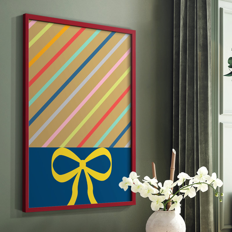 Stripes Framed Print - Solid Wood, Red, 10" H x 8" W