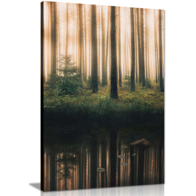 Panther Print Fine Art Prints Reflection In The Foggy Forest Artistic Framed Canvas Prints, Pictures For Home Walls, Bedroom, Living Room & Bathroom Decor - Wrapped Canvas Art Prints